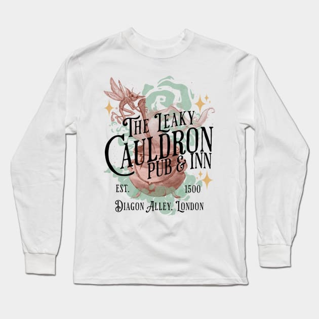 The Leaky Cauldron Pub and Inn Magical Drinks Design Long Sleeve T-Shirt by Joaddo